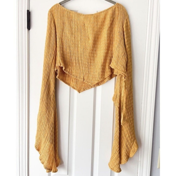 Savannah Morrow Sol Bell Sleeve Crop Top in Sunshine Yellow - Picture 9 of 11